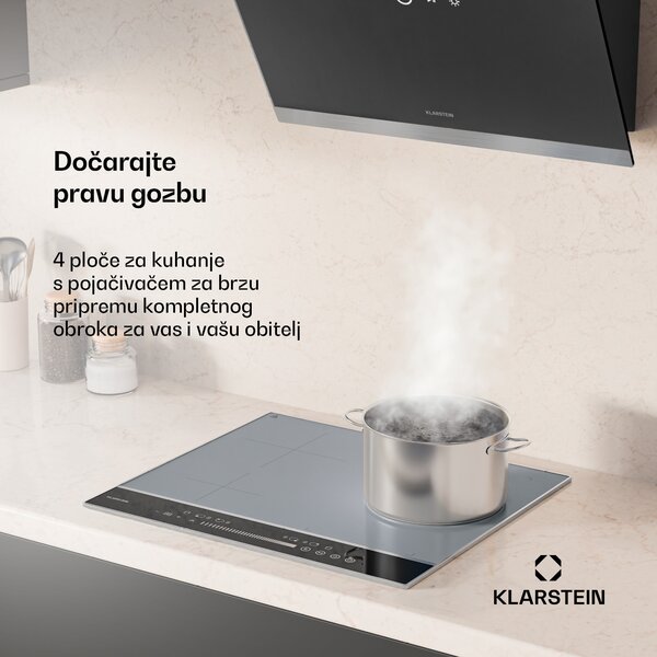 Klarstein DualTone Hybrid indukcijska ploča, Flex Zone, LED zaslon, Klizna kontrola, 7200 W