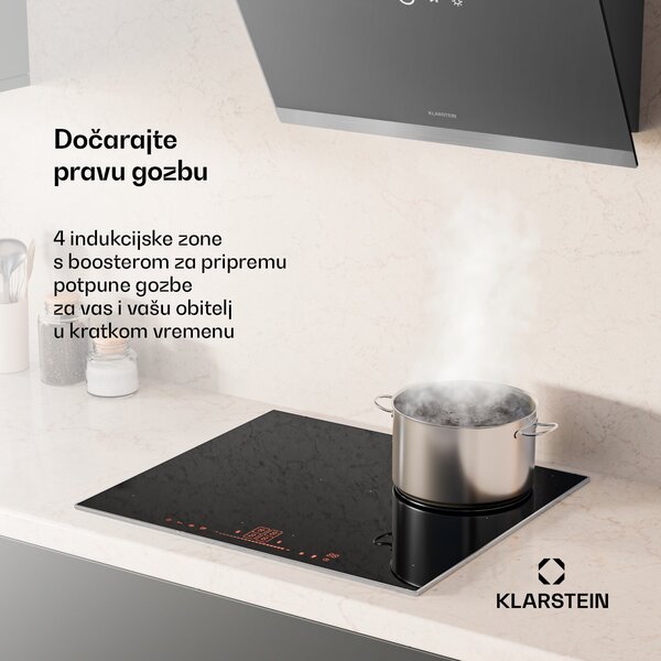 Klarstein NanoGlow indukcijska ploča, 4 ploče za kuhanje, fleksibilna zona, pojačivač, nano premaz