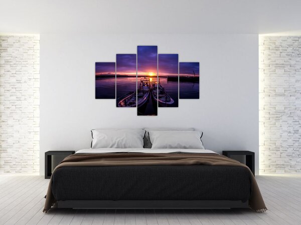 Slika ribarskih brodova u luci (150x105 cm)
