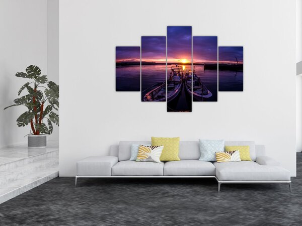 Slika ribarskih brodova u luci (150x105 cm)