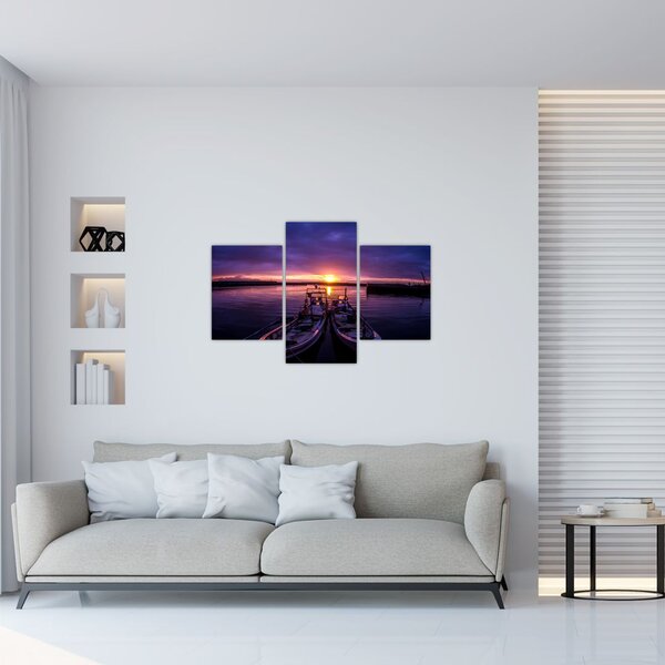 Slika ribarskih brodova u luci (90x60 cm)