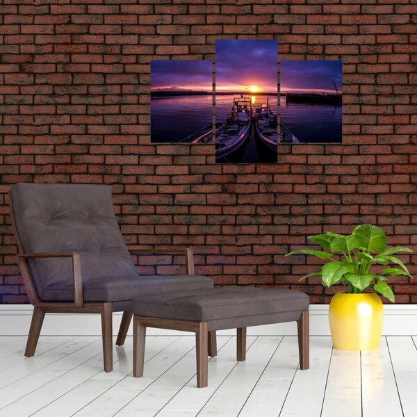 Slika ribarskih brodova u luci (90x60 cm)