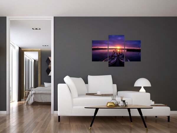 Slika ribarskih brodova u luci (90x60 cm)