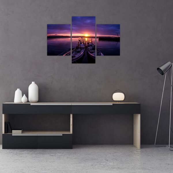 Slika ribarskih brodova u luci (90x60 cm)