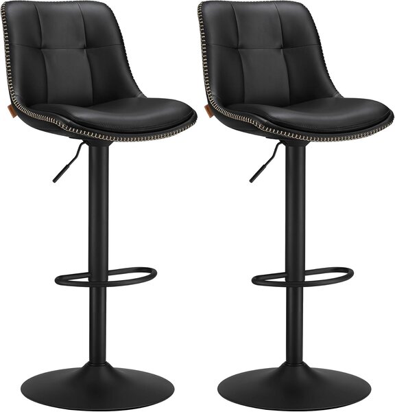 Set od 2 barske stolice, podesive visine, 44 x 48 x (90–112) cm, crne boje