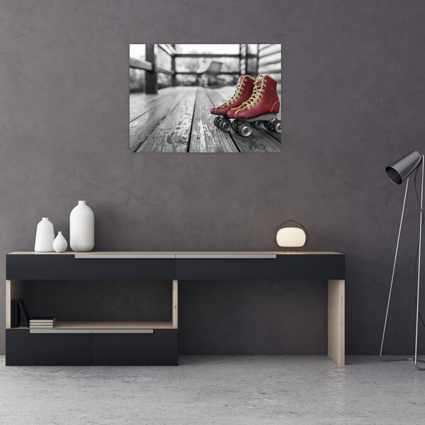 Slika crvenih starih cipela za rošule (70x50 cm)