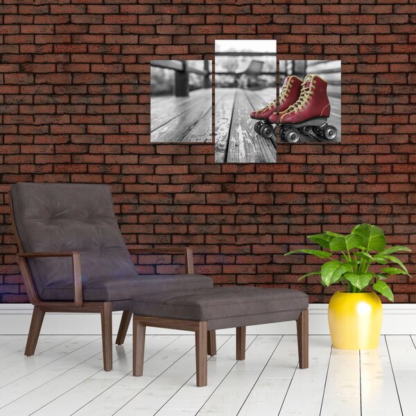 Slika crvenih starih cipela za rošule (90x60 cm)
