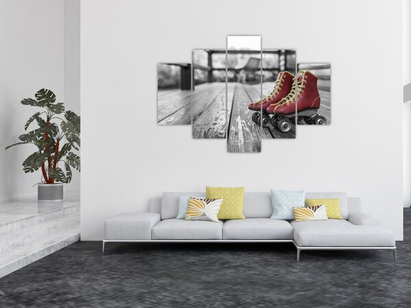 Slika crvenih starih cipela za rošule (150x105 cm)