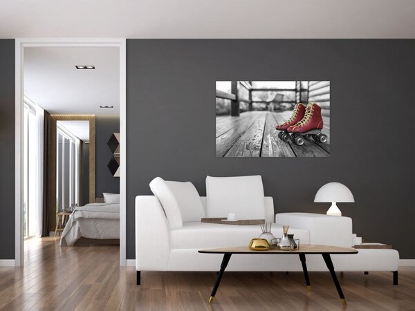 Slika crvenih starih cipela za rošule (90x60 cm)