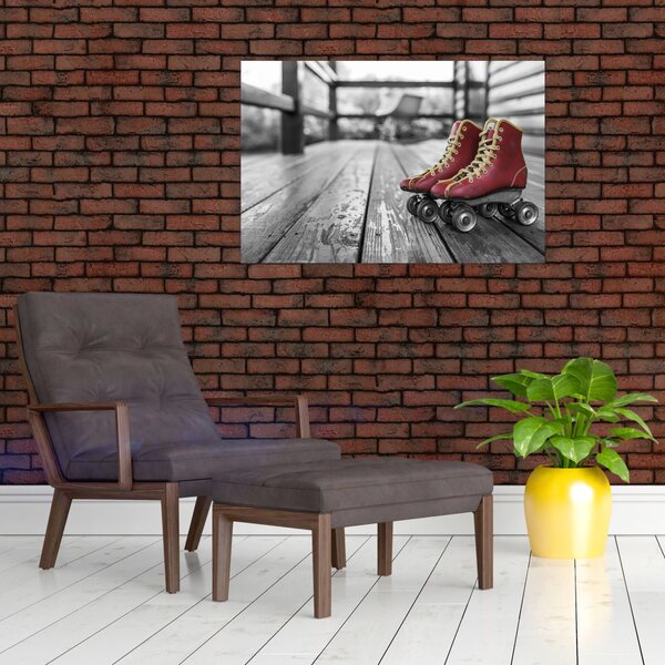 Slika crvenih starih cipela za rošule (90x60 cm)