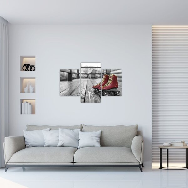 Slika crvenih starih cipela za rošule (90x60 cm)