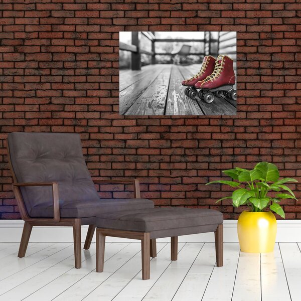 Slika crvenih starih cipela za rošule (70x50 cm)
