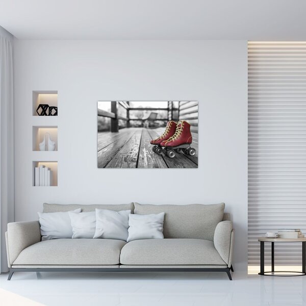 Slika crvenih starih cipela za rošule (90x60 cm)