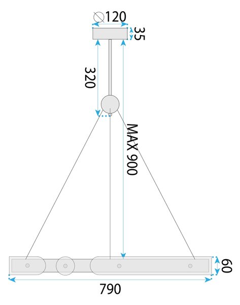 Stropna svjetiljka Hanging Loop LED APP1549-cp zlatna + daljinski