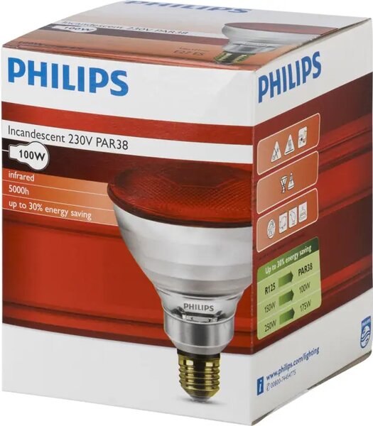 PAR38 PHILIPS Infracrvena grijača žarulja sa žarnom niti E27 IR 100W E27 Red 8711500600523