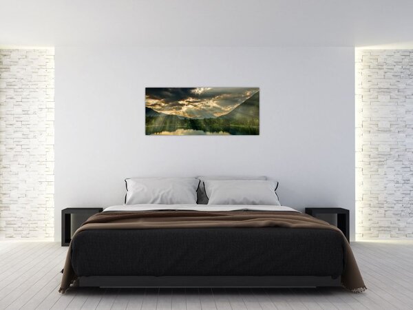 Slika jezera sa sunčevim zracima (120x50 cm)