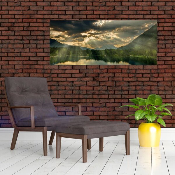 Slika jezera sa sunčevim zracima (120x50 cm)