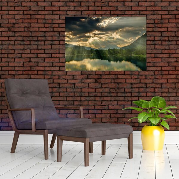 Slika jezera sa sunčevim zracima (90x60 cm)