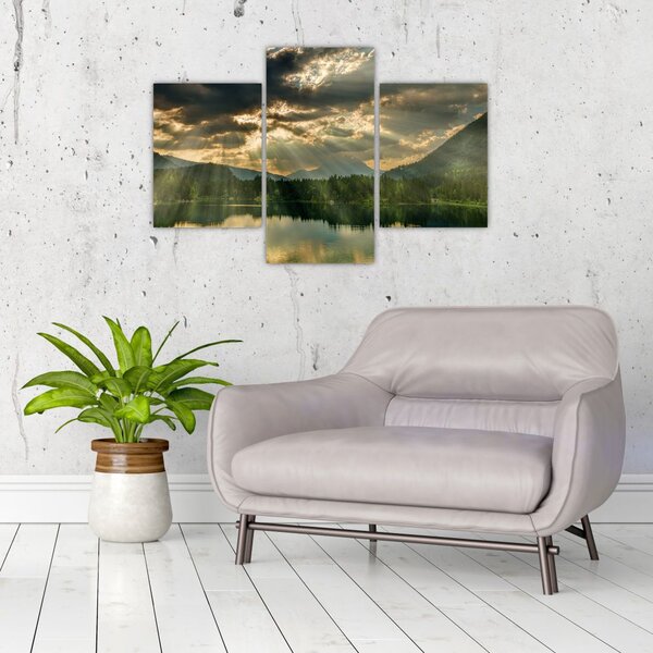 Slika jezera sa sunčevim zracima (90x60 cm)