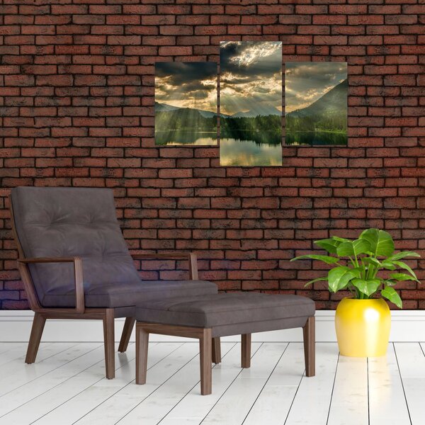 Slika jezera sa sunčevim zracima (90x60 cm)