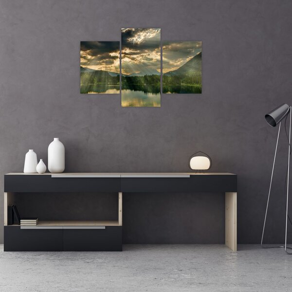 Slika jezera sa sunčevim zracima (90x60 cm)