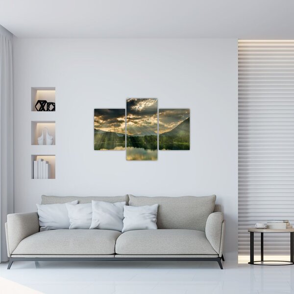 Slika jezera sa sunčevim zracima (90x60 cm)