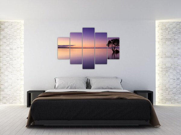 Slika vodene površine pri izlasku sunca (150x105 cm)