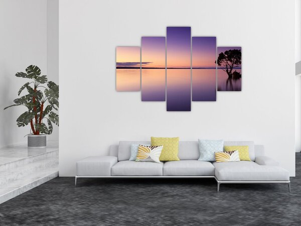 Slika vodene površine pri izlasku sunca (150x105 cm)