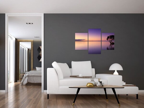 Slika vodene površine pri izlasku sunca (90x60 cm)