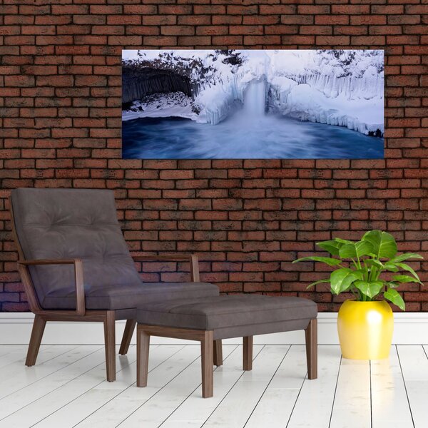 Slika vodopada zimi (120x50 cm)