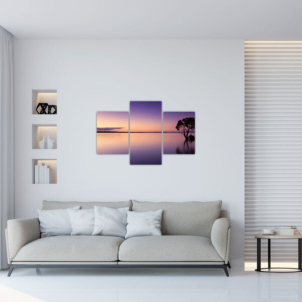 Slika vodene površine pri izlasku sunca (90x60 cm)