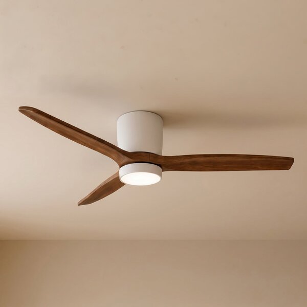 Lucande Faipari LED stropni ventilator, tamno drvo, DC, 132 cm, Bijela, Dnevni boravak/blagovaonica, Drvo