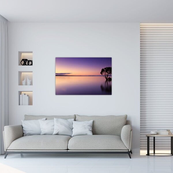 Slika vodene površine pri izlasku sunca (90x60 cm)