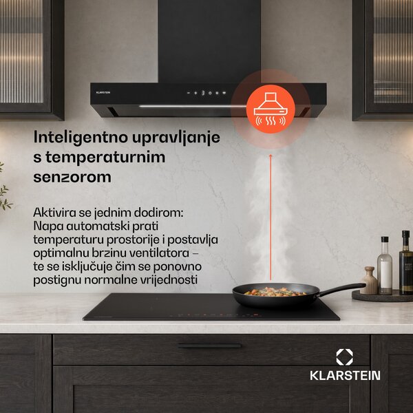 Klarstein Vapura horizontalna zidna napa | Elegantna, moderna, snažna | Energetska klasa A++ | 609 m³/h | 60 cm