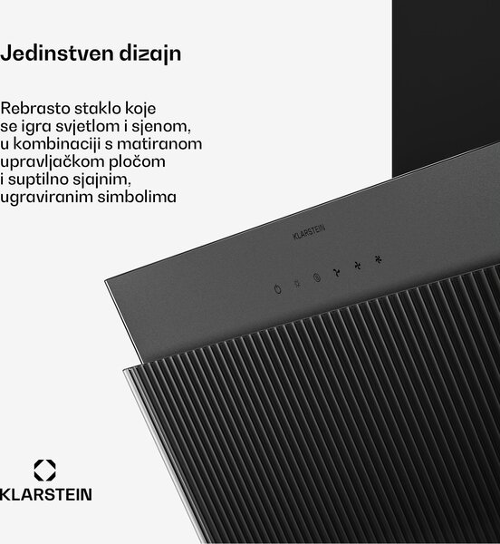 Klarstein Valovita kutna napa | Načini rada za odvod zraka i recirkulaciju | Visokokvalitetni dizajn | 661 m³/h | 60 cm
