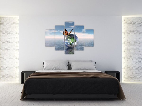 Slika leptira na staklenoj kugli (150x105 cm)