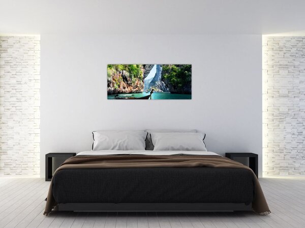 Slika dugog čamca na plaži (120x50 cm)