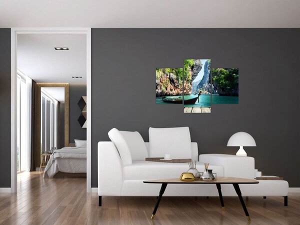 Slika dugog čamca na plaži (90x60 cm)