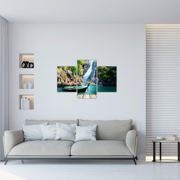 Slika dugog čamca na plaži (90x60 cm)