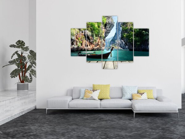 Slika dugog čamca na plaži (150x105 cm)