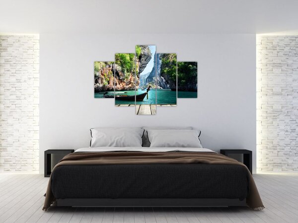 Slika dugog čamca na plaži (150x105 cm)