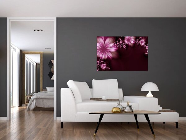 Slika apstrakcije - cvijeće (90x60 cm)