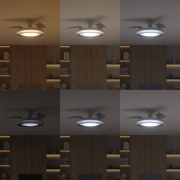 Philips Bliss LED stropni ventilator, visok sjaj, bijela, DC, tih, prigušiva, Bijela, Dnevni boravak/blagovaonica, Metal