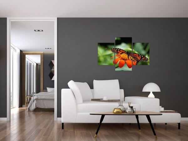 Slika leptira na cvijetu (90x60 cm)