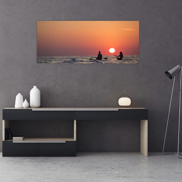Slika kanuista pri zalasku sunca (120x50 cm)