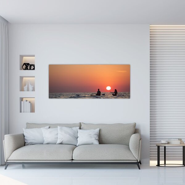 Slika kanuista pri zalasku sunca (120x50 cm)