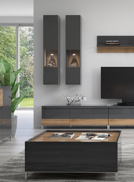 VISEĆA VITRINA RADDA ONYX SA RASVJETOM