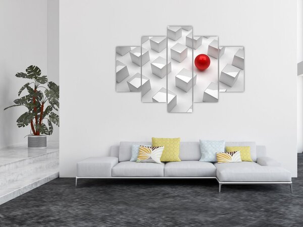Slika apstrakcije - kocka sa kuglom (150x105 cm)