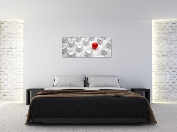Slika apstrakcije - kocka sa kuglom (120x50 cm)