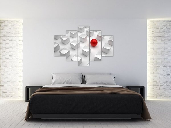 Slika apstrakcije - kocka sa kuglom (150x105 cm)